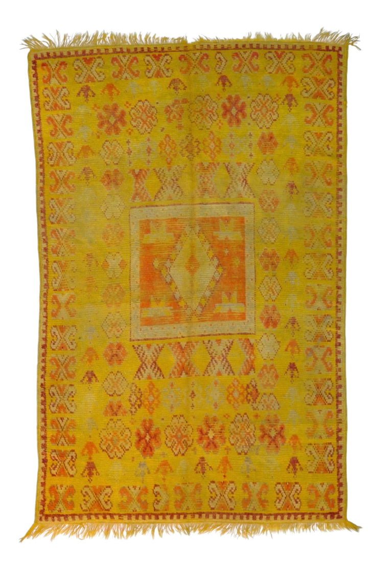 Vibrant Taznakht Moroccan Rug - Yellow Geometric Design – Les Nomades ...